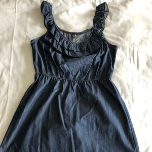Off the Shoulder ruffle “jean” dress